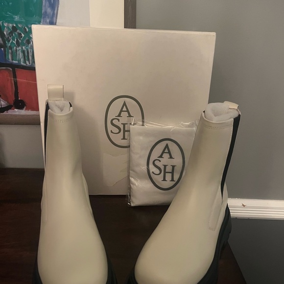 New ASH Elite Tofu Off-White Leather Platform Chelsea Womens Boots - Size 38 - Picture 2 of 8
